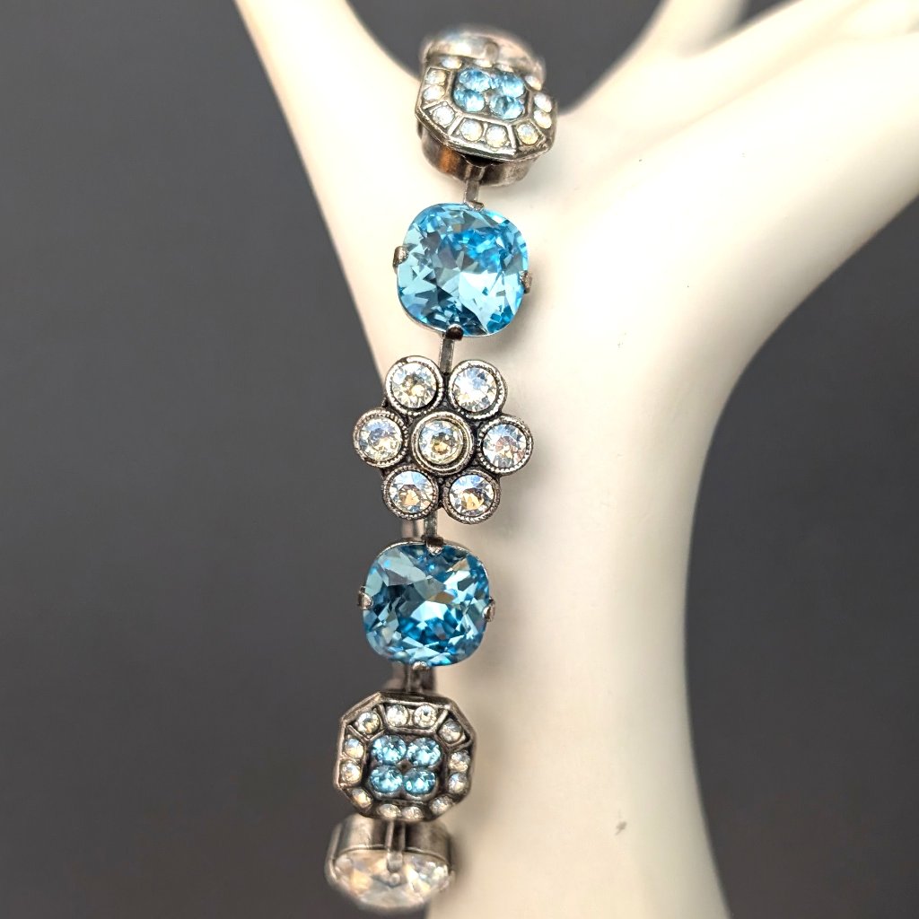 Sparkly Blue And Clear Crystal Bracelet